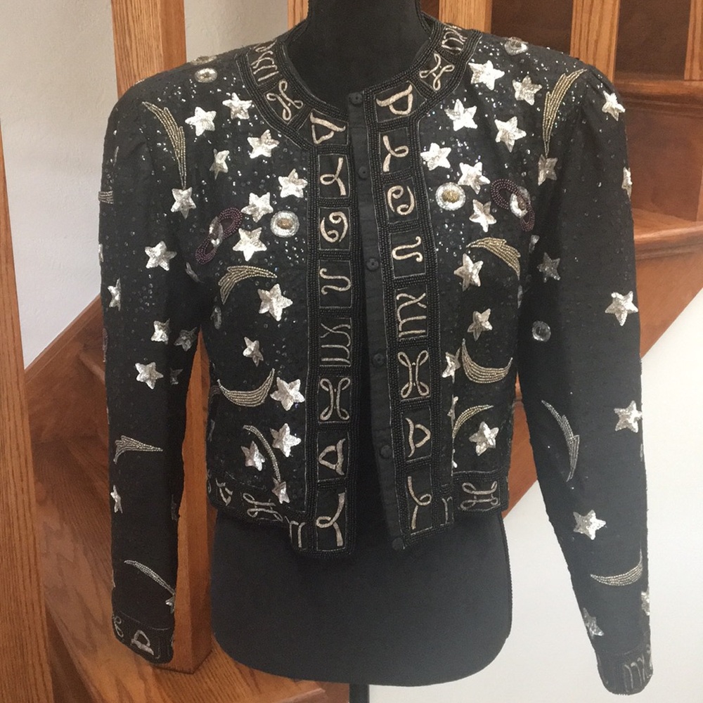 Vintage Zodiac Blazer, Hand-Beaded